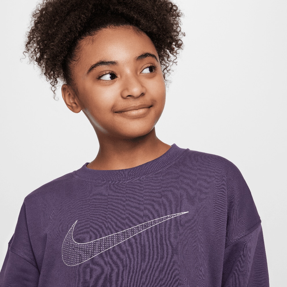 Nike Steertwear Club Flee Crew Shine Παιδική Μπλούζα Μακρύ Μανίκι