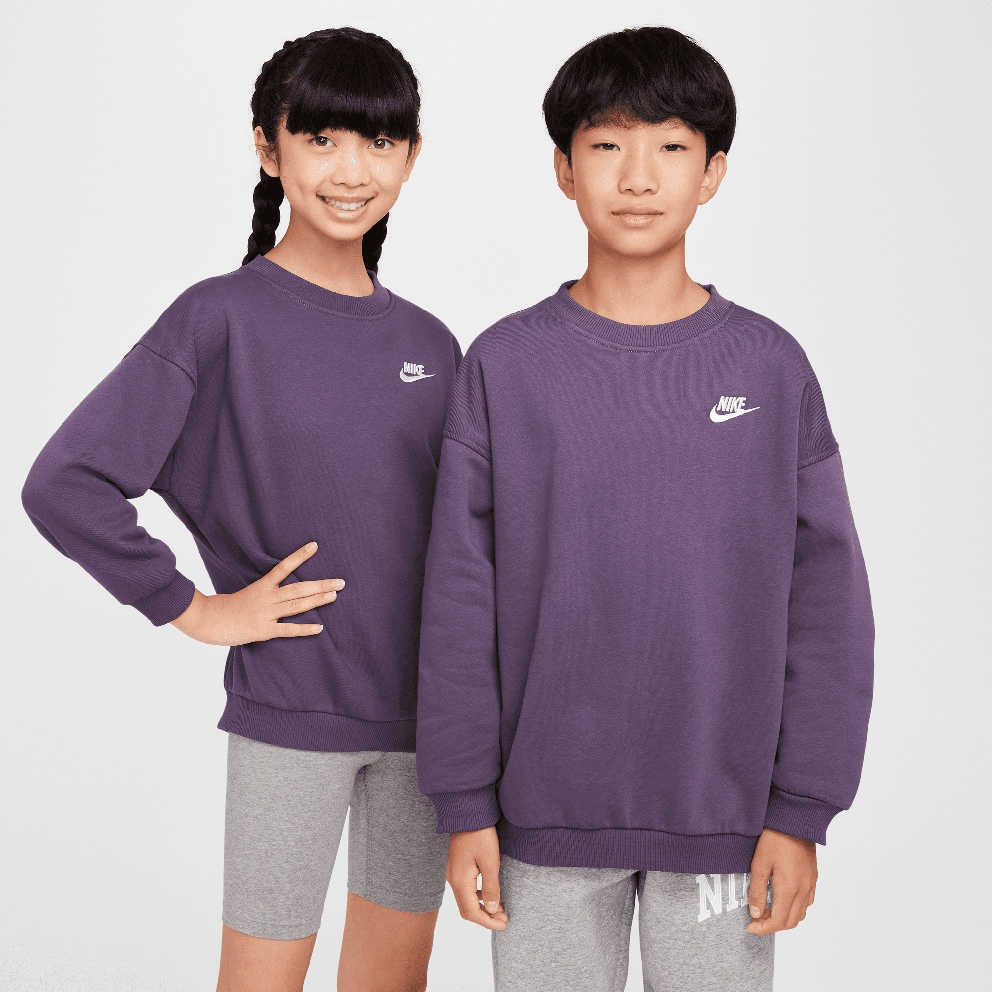Nike Steertwear Club Flee Oversized Crew LBR Παιδική Μπλούζα Μακρύ Μανίκι 