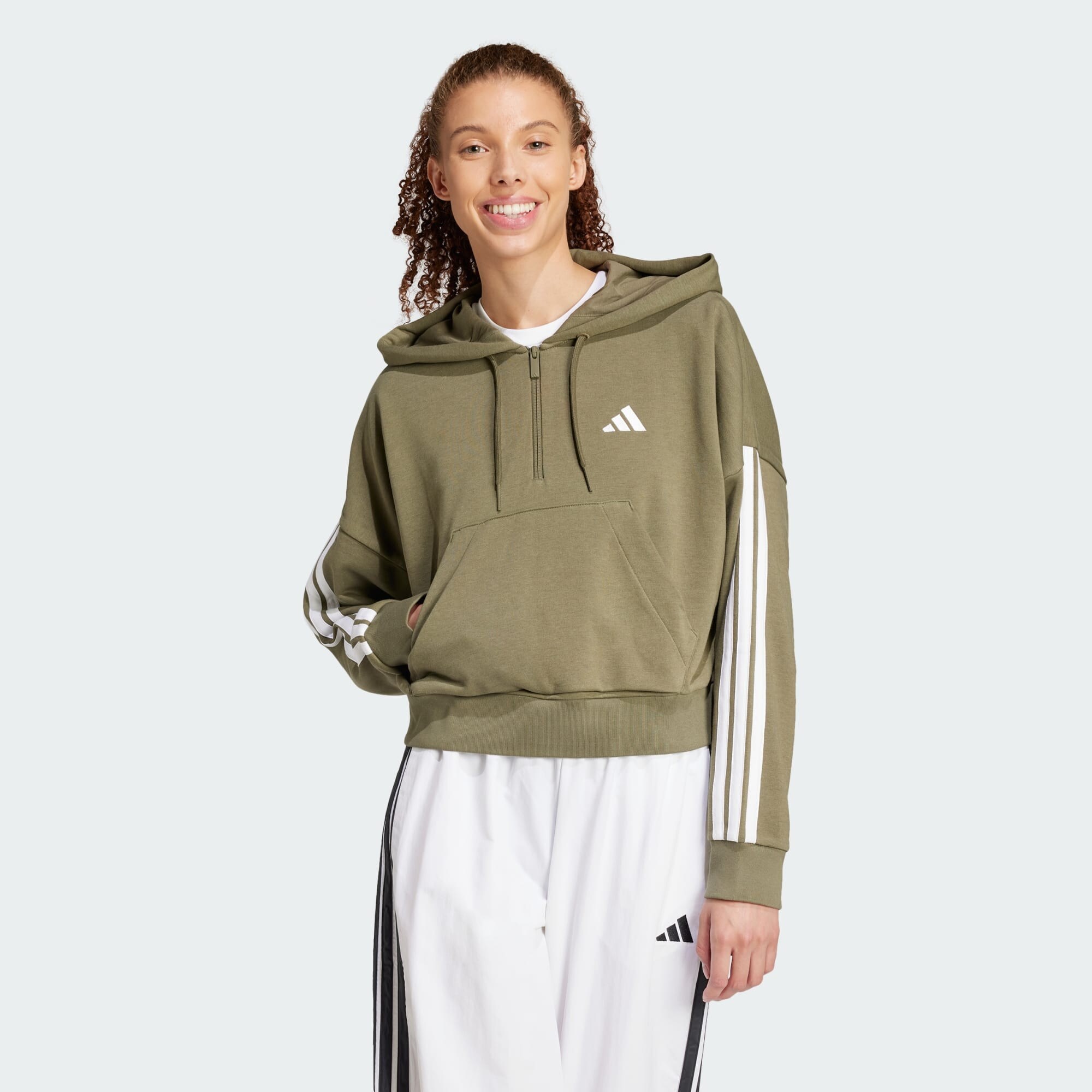  adidas sportswear Essentials 3-Stripes French Terry Quarter-Zip Hood (9000217070_65957) 2025
