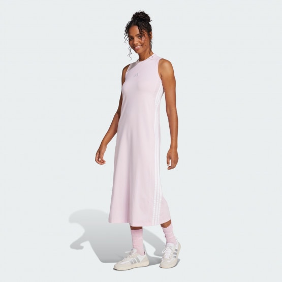 adidas sportswear Essentials 3 Stripes Long Racerback Dress Clear Pink White JE1207