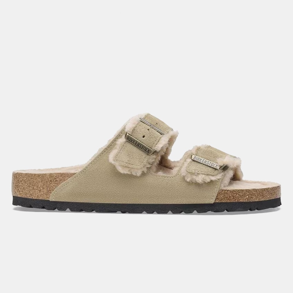 Birkenstock Leather Arizona Shearling Leve Taupe Women's Sandals