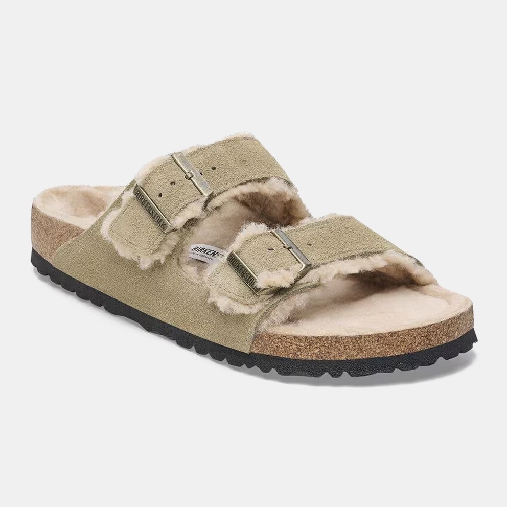Birkenstock Leather Arizona Shearling Leve Taupe Women's Sandals