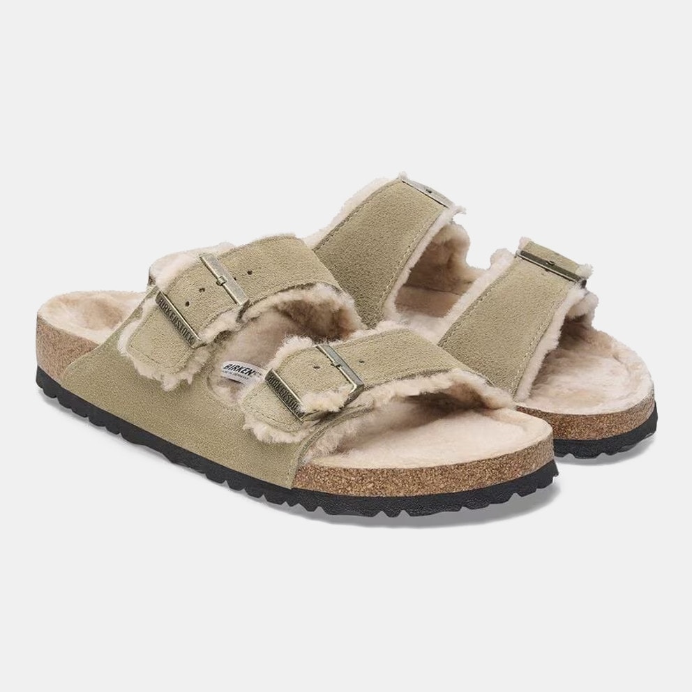 Birkenstock Leather Arizona Shearling Leve Taupe Women's Sandals