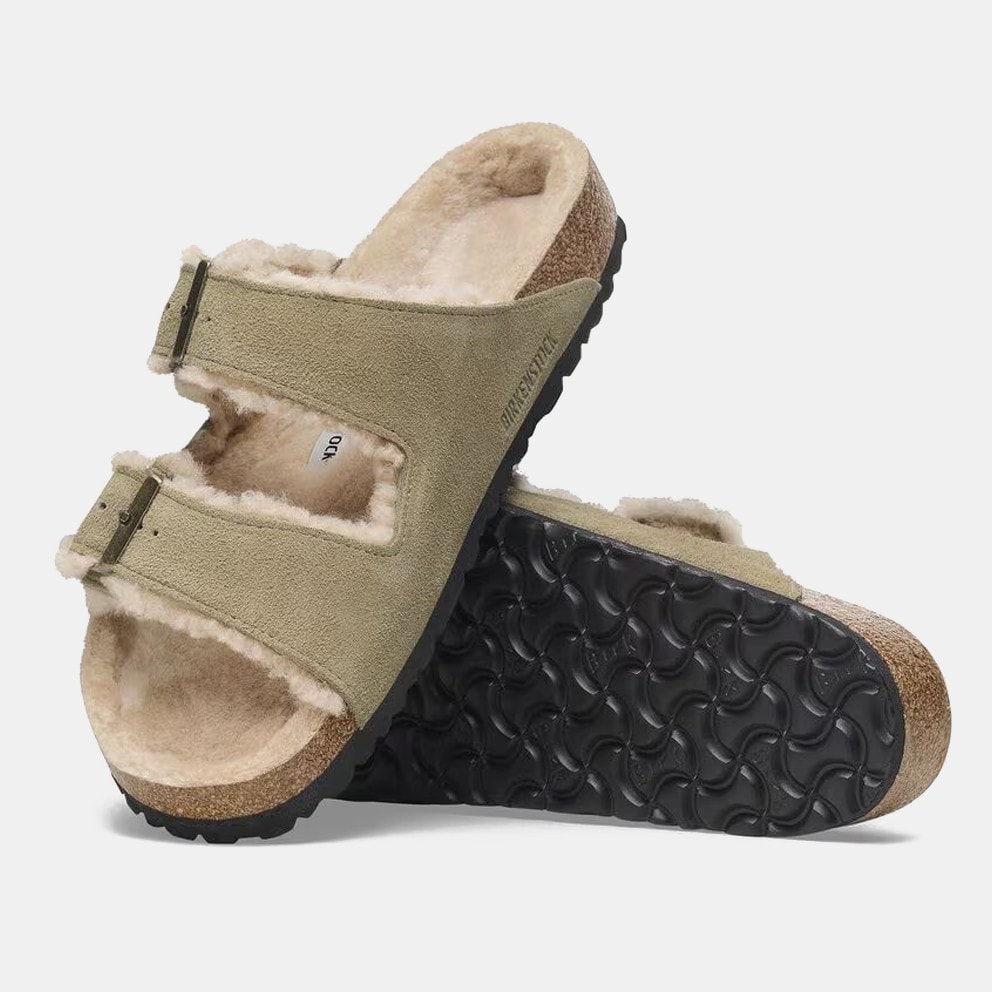 Birkenstock Leather Arizona Shearling Leve Taupe Women's Sandals