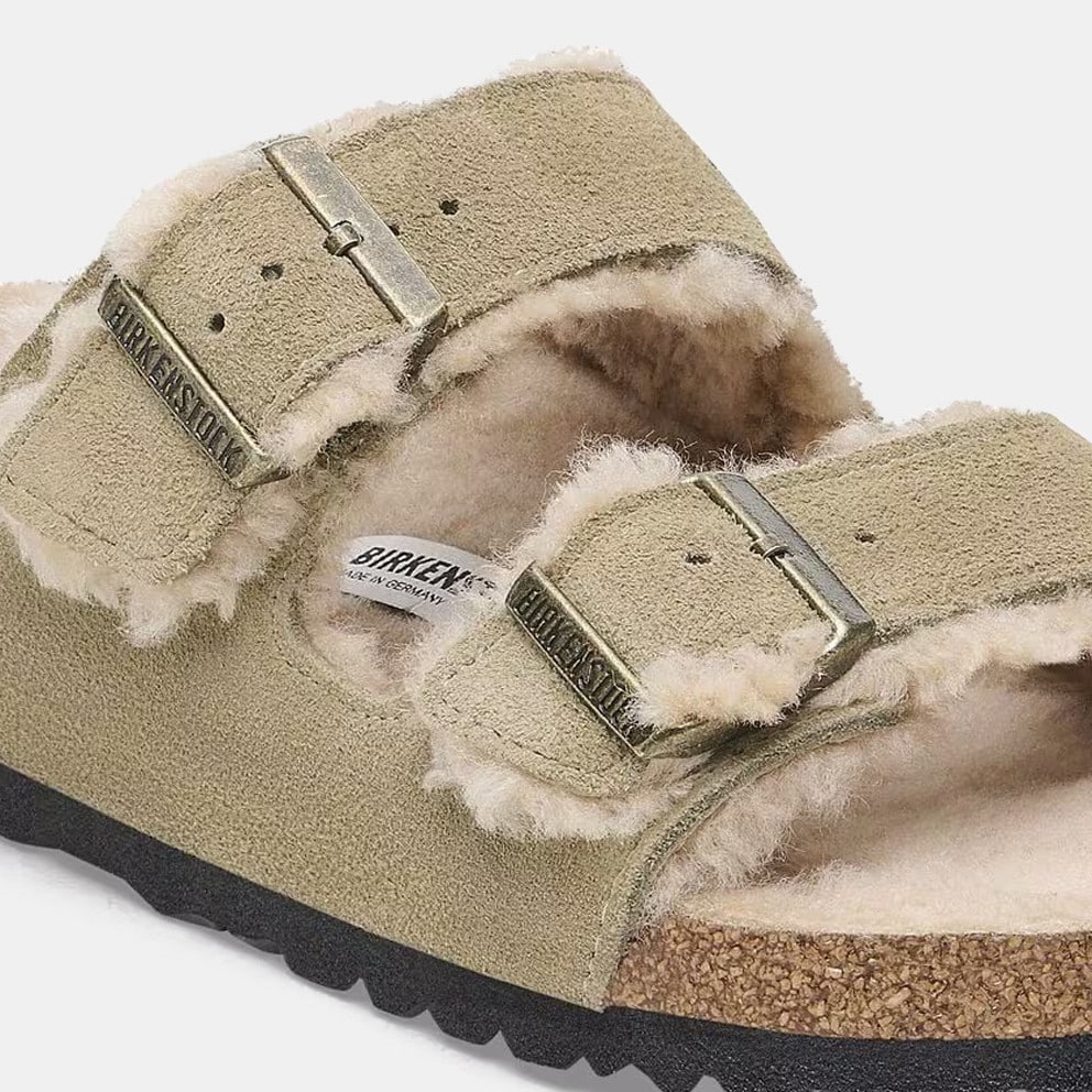 Birkenstock Leather Arizona Shearling Leve Taupe Women's Sandals