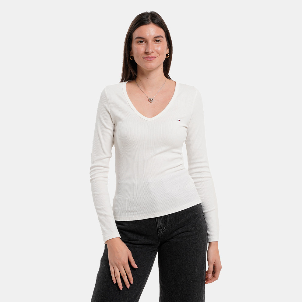  Tommy Jeans Slim Essential Rib V Neck Γυναικεία Μακρυμάνικη Μπλούζα (9000211717_6212) 2025