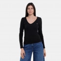 Tommy Jeans Slim Essential Rib V Neck Γυναικεία Μακρυμάνικη Μπλούζα