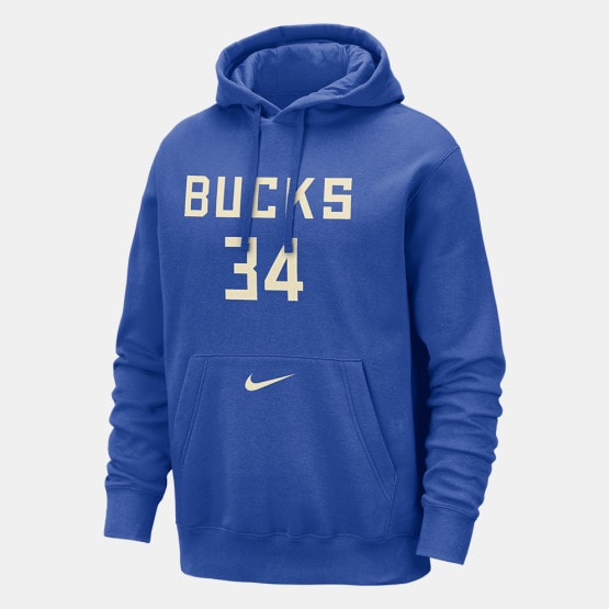 Nike Milwaukee Bucks Club Hoodie Ανδρική Μπλούζα με Κουκούλα