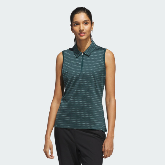 adidas Ultimate365 Jacquard Stripe Sleeveless Polo Shirt
