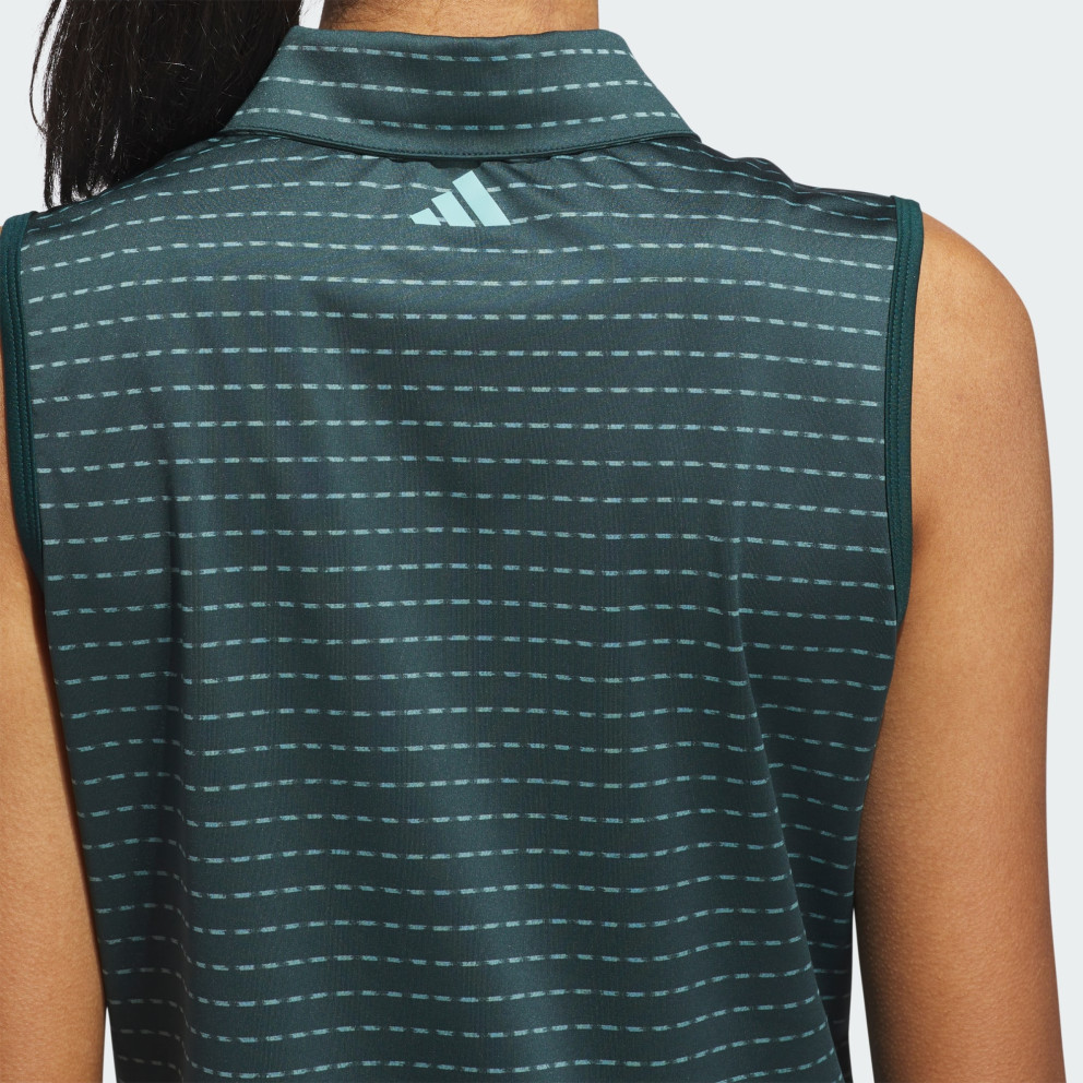 adidas Ultimate365 Jacquard Stripe Sleeveless Polo Shirt